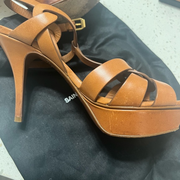 YSL Tribute Leather 105mm Platform Sandals - Picture 6 of 11